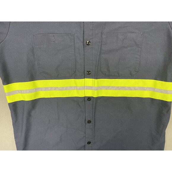 RED KAP LARGE MENS SHIRT BLUE REFLECTIVE STRIPE HI RES TOW TRUCK SAFETY - Picture 5 of 13